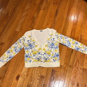 Talbots Floral V-Neck Cardigan Sweater - Women's